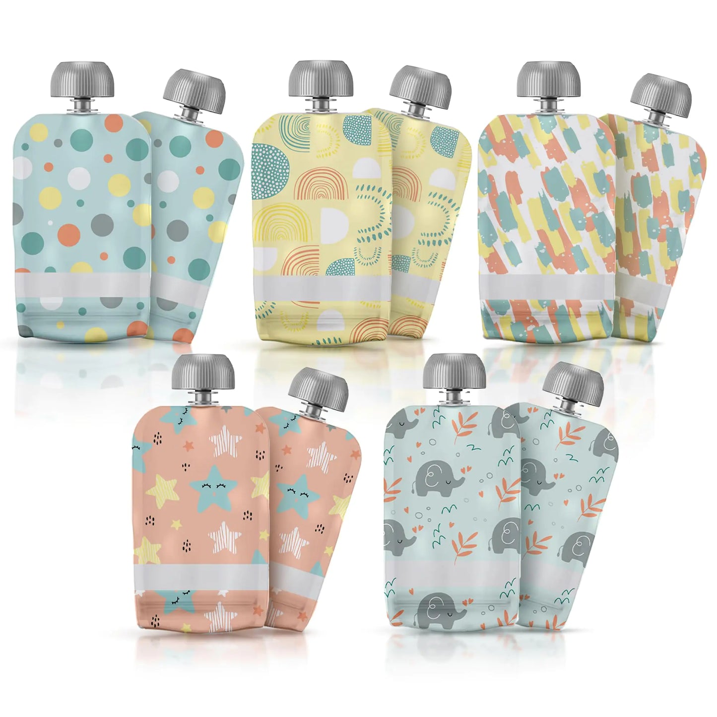 SnackBuddy Refillable Baby Food Pouches - 10 Pack