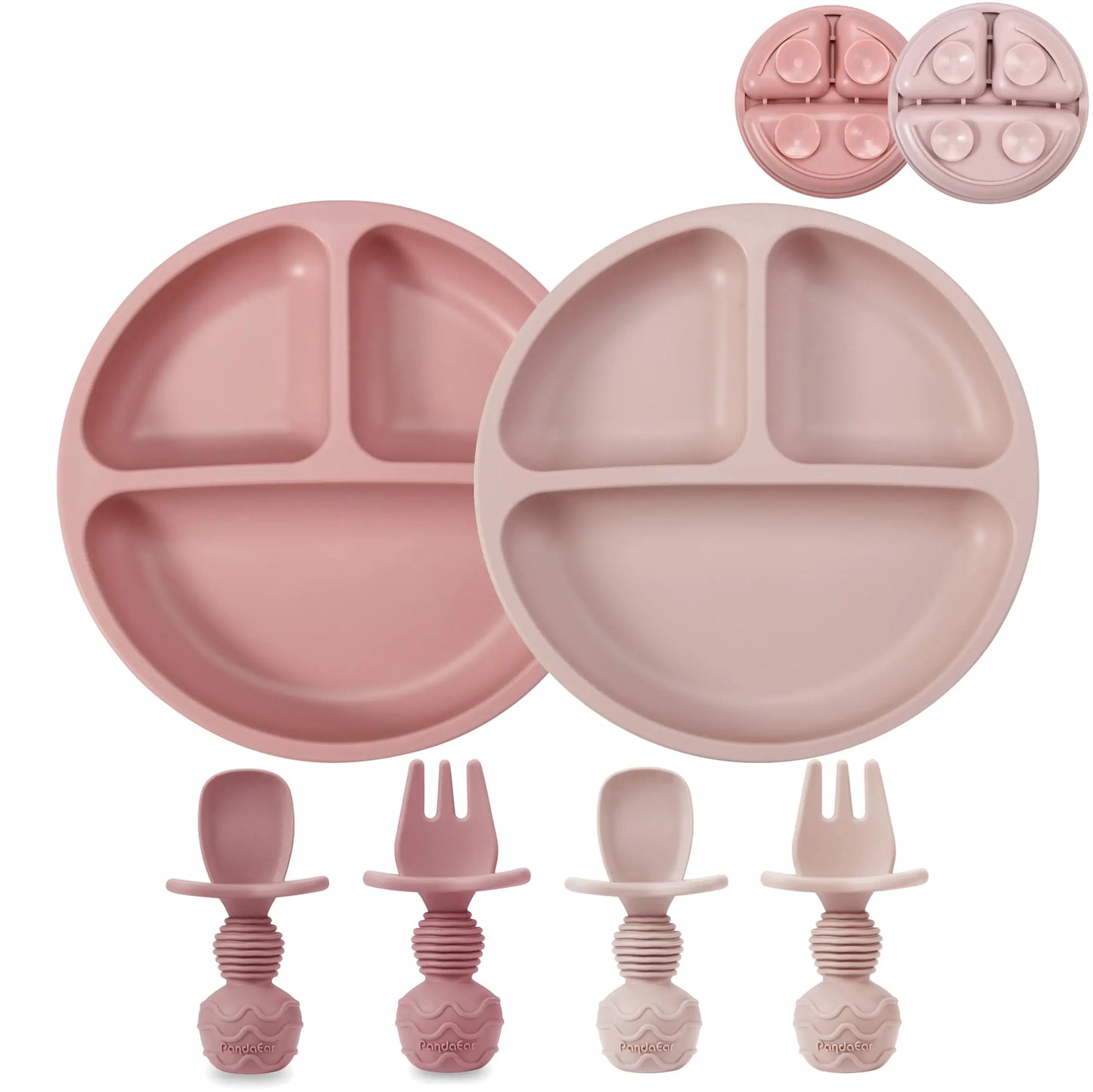 PandaEar Silicone Baby Feeding Set – 6-Piece Suction Plates, Spoons & Forks