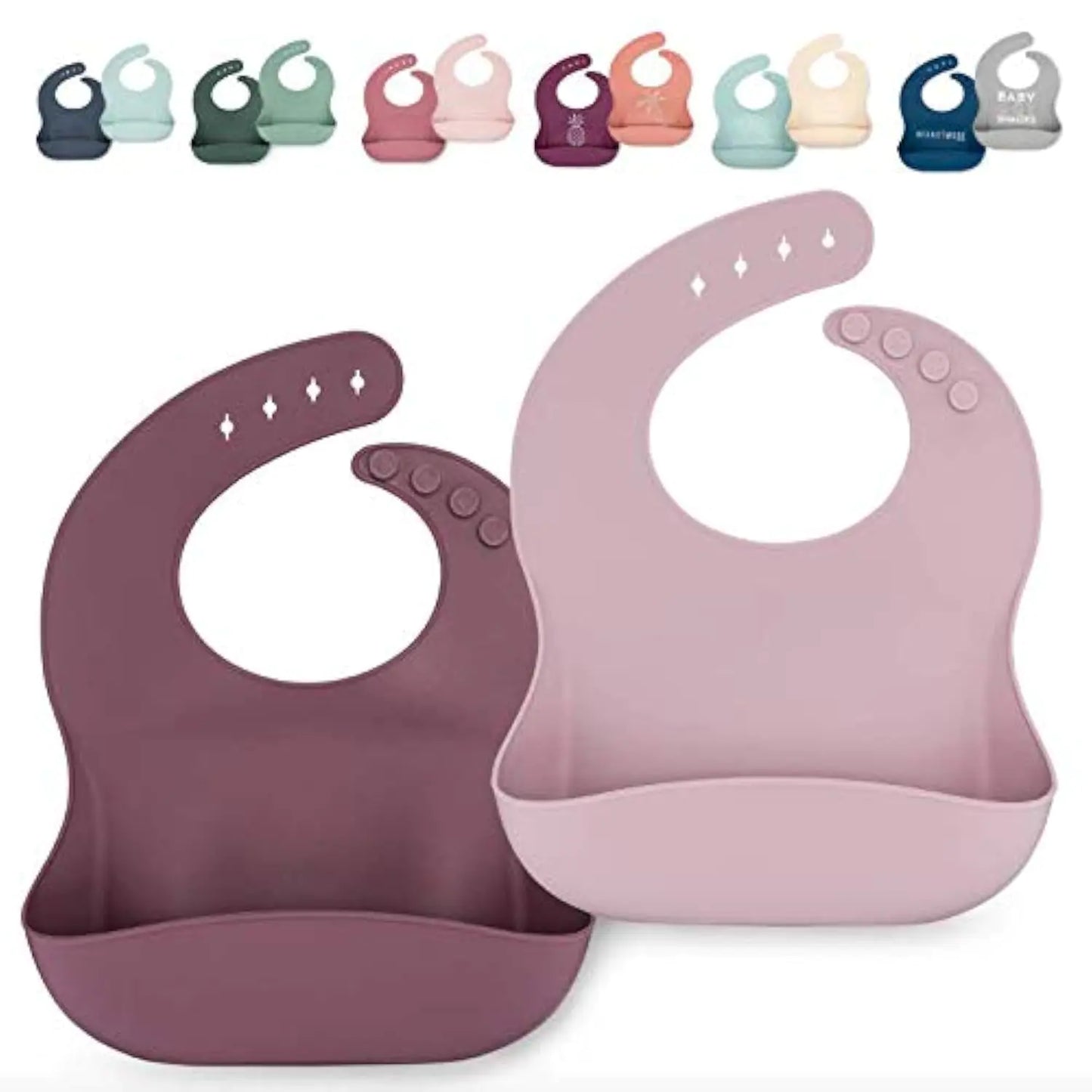 AVA + OLIVER Waterproof Silicone Bib Set – Adjustable, Easy-Clean Baby Bibs