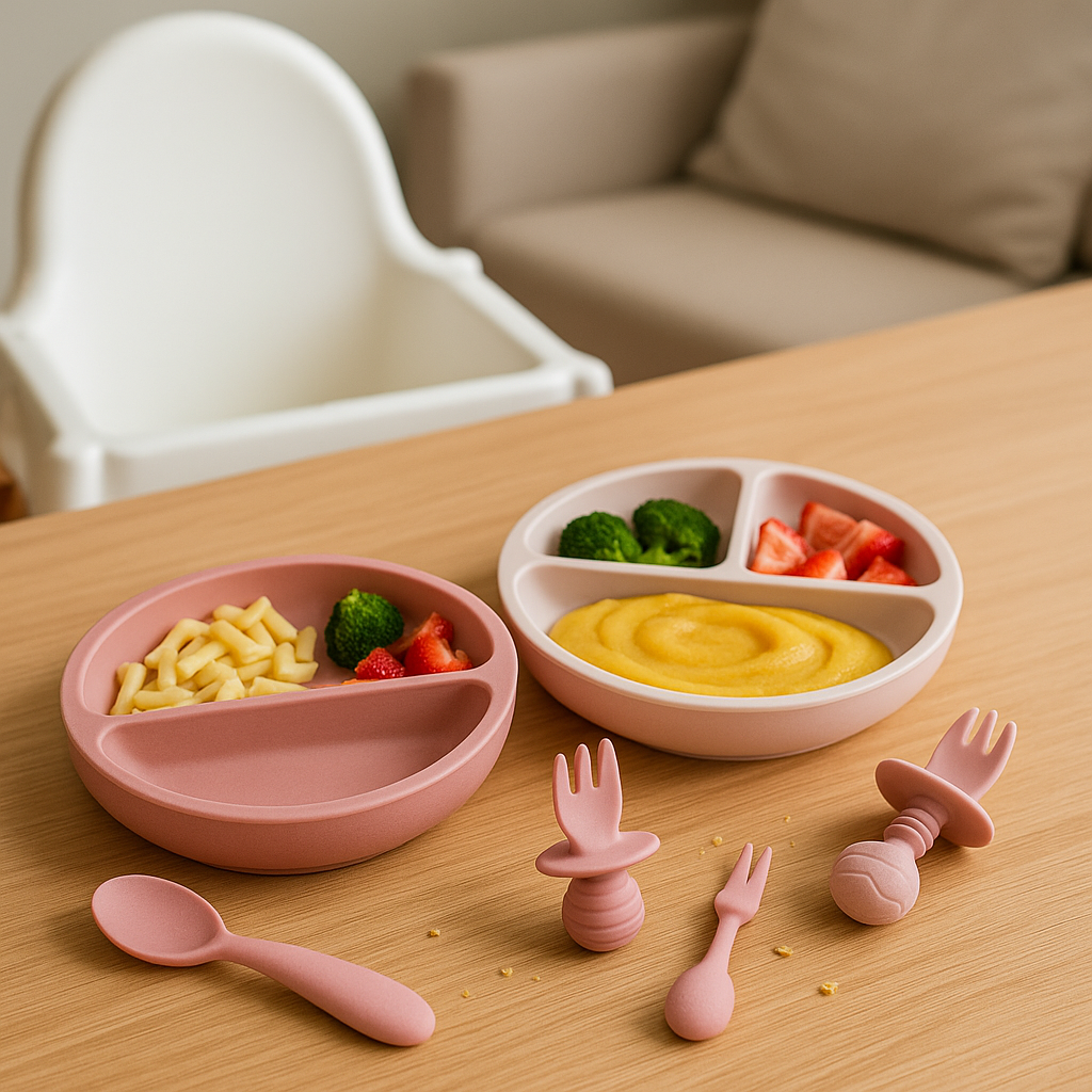 PandaEar Silicone Baby Feeding Set – 6-Piece Suction Plates, Spoons & Forks