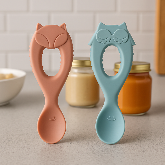 Tidy Tot Silicone Baby Weaning Spoons – 2 Pack (Owl & Fox)
